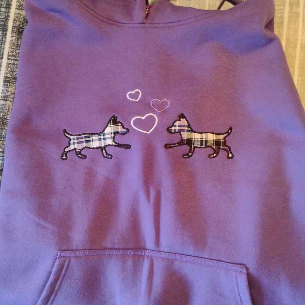 Crazy 8 Purple Plaid Hoodie with Dog Appliqués